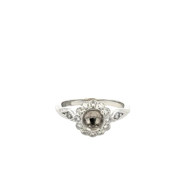 14K White Gold Diamond Semi-Mount Ring with Floral Halo Monarch Jewelry Winter Park, FL