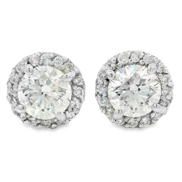 White 18K Screw Back Earrings with 0.90ctw Diamonds Image 2 Monarch Jewelry Winter Park, FL