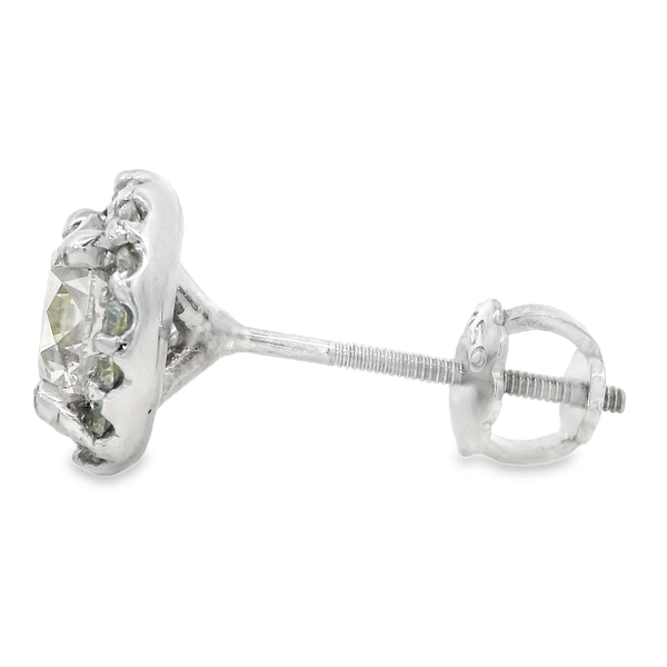 White 18K Screw Back Earrings with 0.90ctw Diamonds Image 3 Monarch Jewelry Winter Park, FL