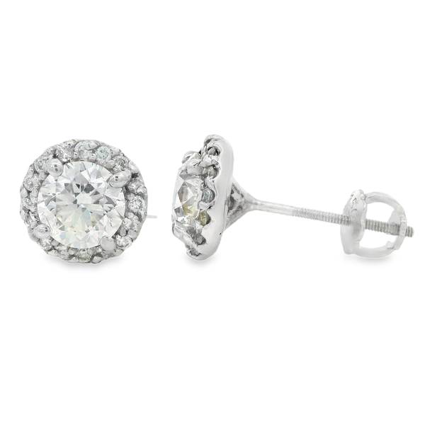 White 18K Screw Back Earrings with 0.90ctw Diamonds Monarch Jewelry Winter Park, FL