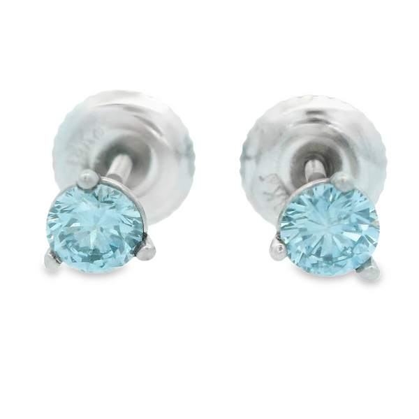 0.45cttw 14Karat White Gold Blue Diamond Screwback Stud Earrings 150-00408 Image 2 Monarch Jewelry Winter Park, FL