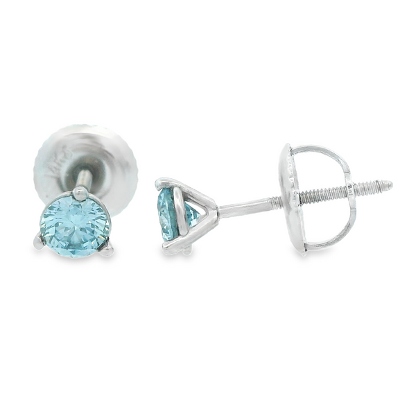 0.45cttw 14Karat White Gold Blue Diamond Screwback Stud Earrings 150-00408 Monarch Jewelry Winter Park, FL