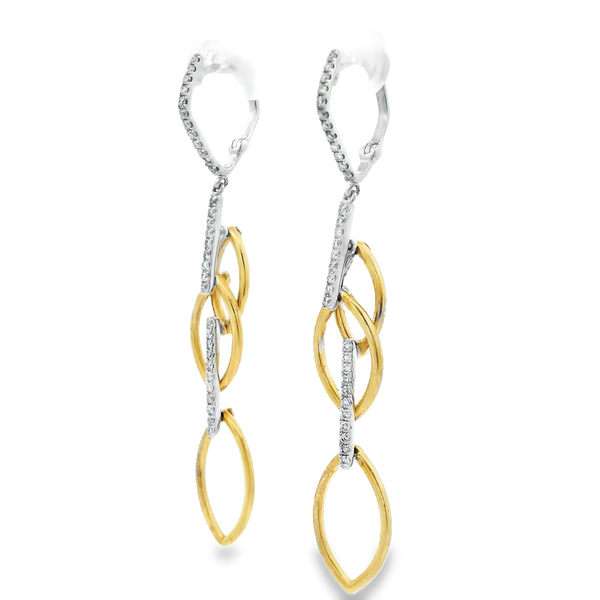 Two Tone 14Kt Diamond Drop Earrings Image 2 Monarch Jewelry Winter Park, FL