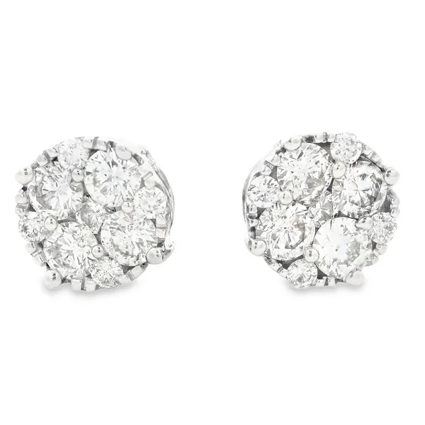 14K White Gold Diamond Stud Screw Back Earrings Image 2 Monarch Jewelry Winter Park, FL
