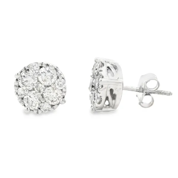 14K White Gold Diamond Stud Screw Back Earrings Monarch Jewelry Winter Park, FL