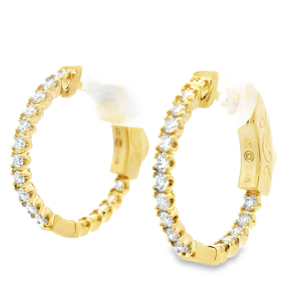 14Karat Yellow Gold Diamond In And Out Hoop Earrings Image 2 Monarch Jewelry Winter Park, FL