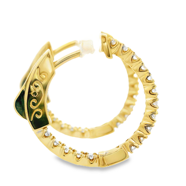 14Karat Yellow Gold Diamond In And Out Hoop Earrings Image 4 Monarch Jewelry Winter Park, FL