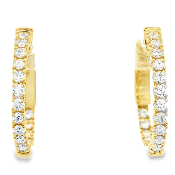 14Karat Yellow Gold Diamond In And Out Hoop Earrings Monarch Jewelry Winter Park, FL