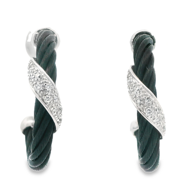 18K White Gold Diamond Hoop Style Stud Earrings Monarch Jewelry Winter Park, FL