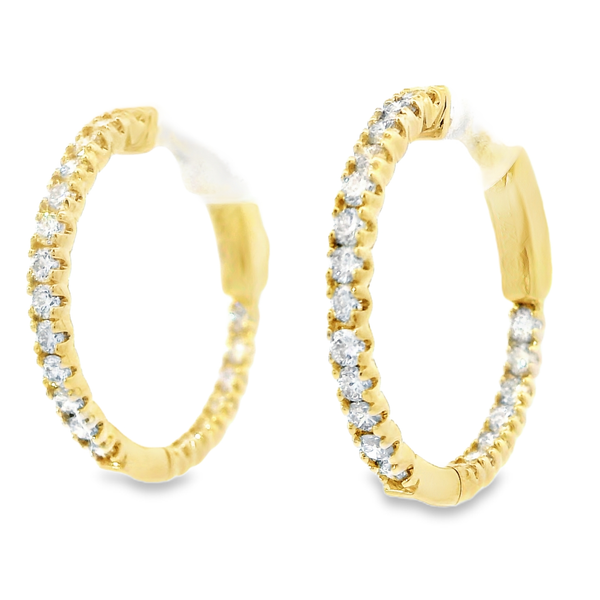 14K Yellow Gold Diamond Hoop Earrings Image 2 Monarch Jewelry Winter Park, FL