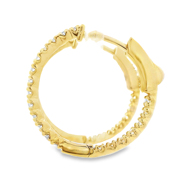 14K Yellow Gold Diamond Hoop Earrings Image 3 Monarch Jewelry Winter Park, FL