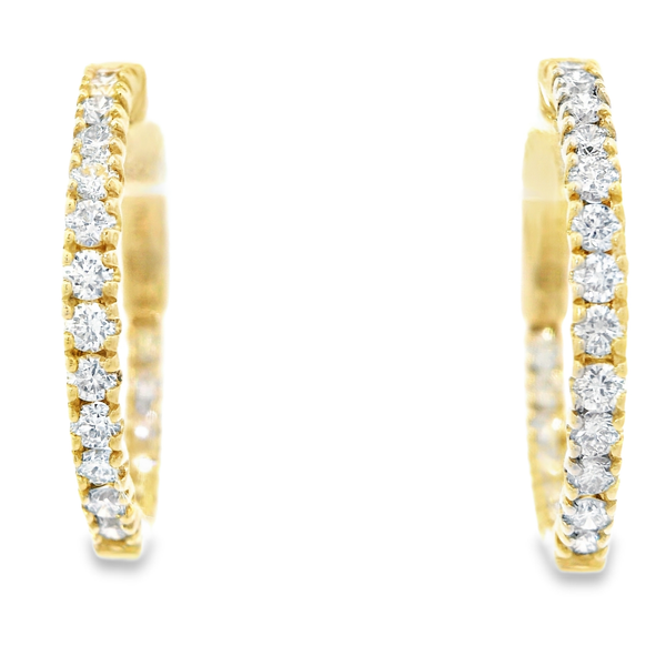 14K Yellow Gold Diamond Hoop Earrings Monarch Jewelry Winter Park, FL