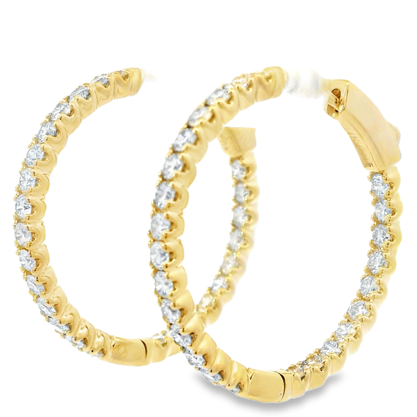 14K Yellow Gold Diamond Hoop Earrings Image 2 Monarch Jewelry Winter Park, FL