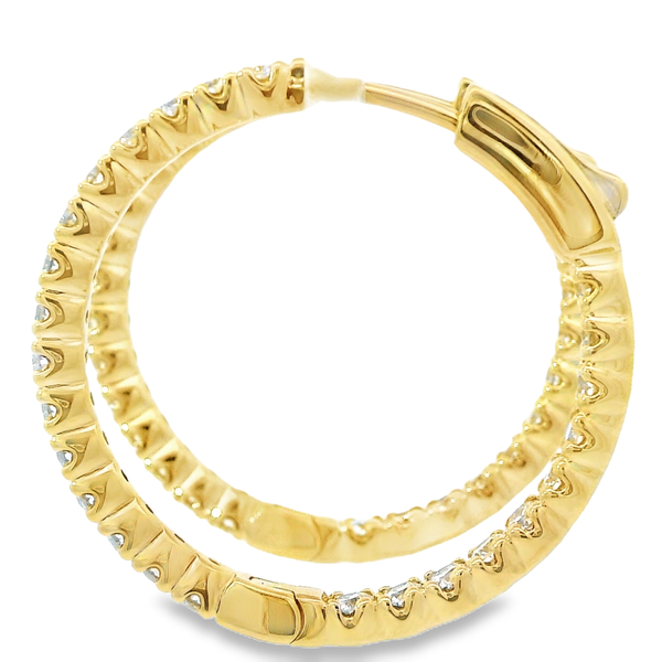 14K Yellow Gold Diamond Hoop Earrings Image 3 Monarch Jewelry Winter Park, FL
