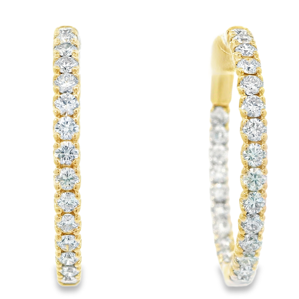 14K Yellow Gold Diamond Hoop Earrings Monarch Jewelry Winter Park, FL