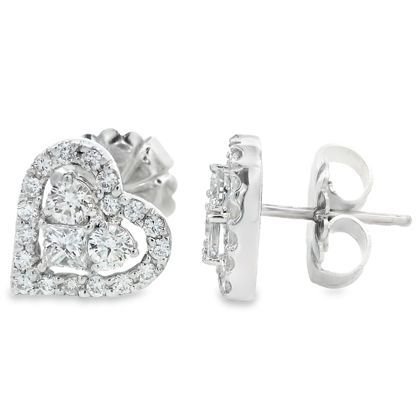 18K White Gold Diamond Heart Earrings Image 2 Monarch Jewelry Winter Park, FL