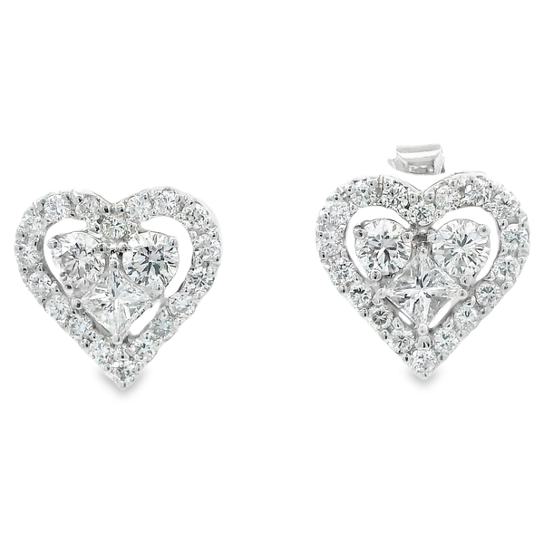 18K White Gold Diamond Heart Earrings Monarch Jewelry Winter Park, FL