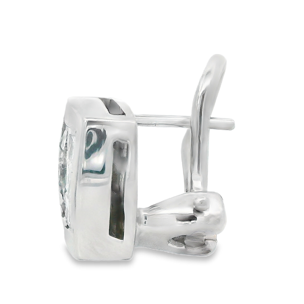 18K White Gold Princess Diamond Omega Back Earrings Image 3 Monarch Jewelry Winter Park, FL