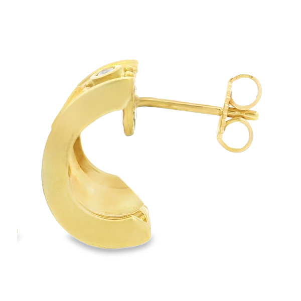 18K Yellow Gold Matte and Polish Diamond Earrings Image 3 Monarch Jewelry Winter Park, FL