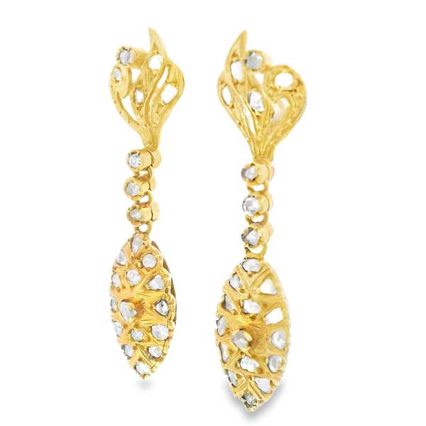 10K Yellow Gold Rose Cut Diamond Victorian Earrings Image 2 Monarch Jewelry Winter Park, FL