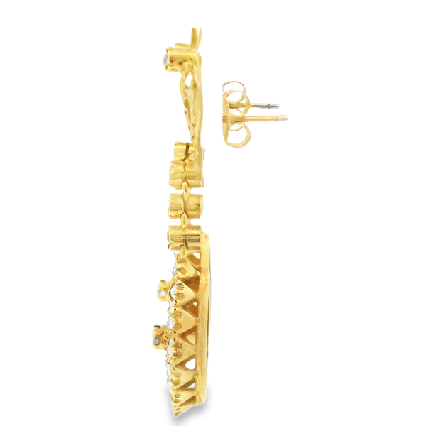 10K Yellow Gold Rose Cut Diamond Victorian Earrings Image 3 Monarch Jewelry Winter Park, FL