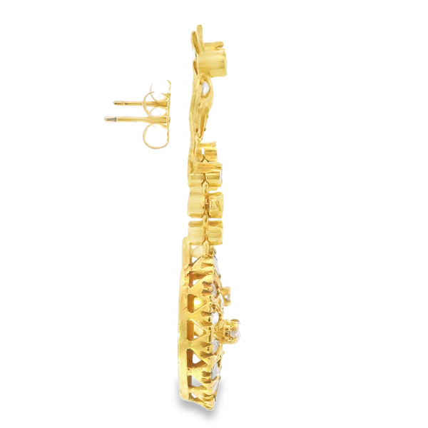 10K Yellow Gold Rose Cut Diamond Victorian Earrings Image 4 Monarch Jewelry Winter Park, FL