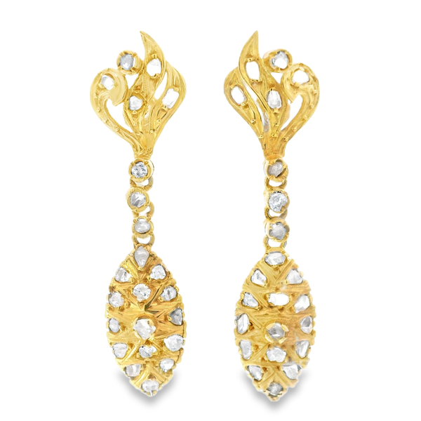 10K Yellow Gold Rose Cut Diamond Victorian Earrings Monarch Jewelry Winter Park, FL