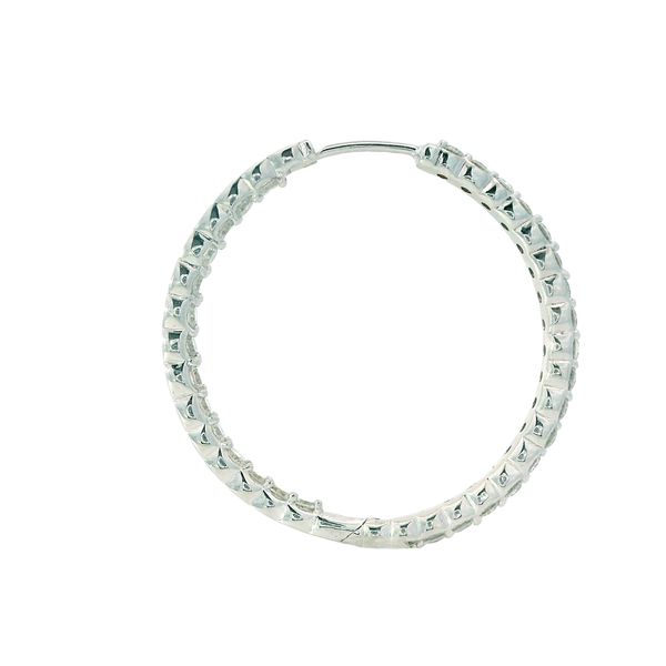 14K White Gold Diamond In/Out Hoop Earrings Image 3 Monarch Jewelry Winter Park, FL