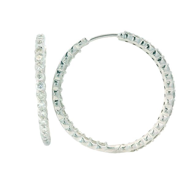14K White Gold Diamond In/Out Hoop Earrings Monarch Jewelry Winter Park, FL