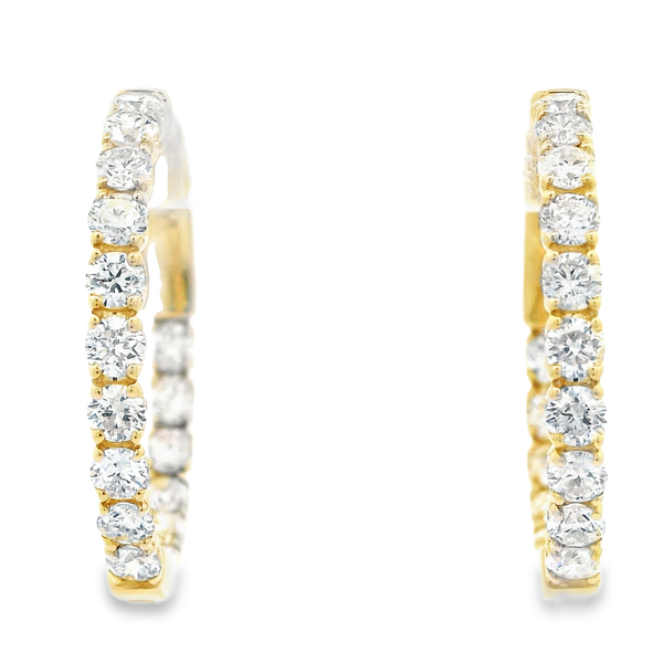 14K Yellow Gold Diamond In and Out Hoop Earrings Monarch Jewelry Winter Park, FL
