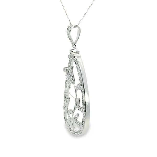 18K White Gold Diamond Flower Pendant Image 2 Monarch Jewelry Winter Park, FL