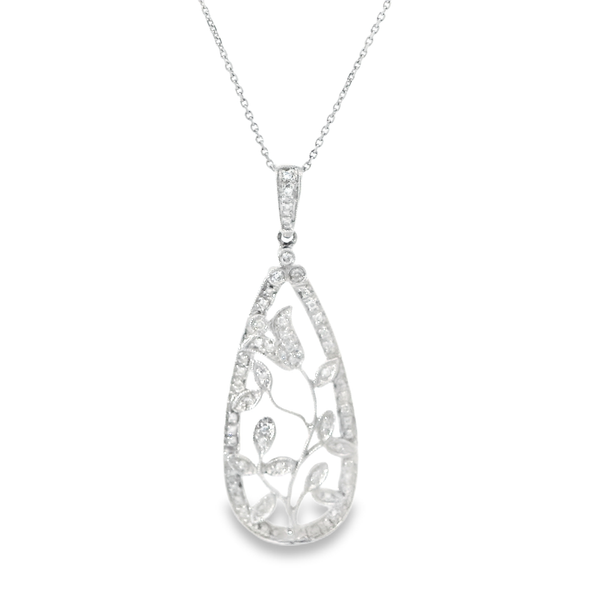 18K White Gold Diamond Flower Pendant Image 2 Monarch Jewelry Winter Park, FL