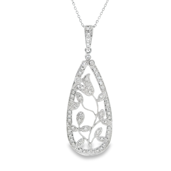 18K White Gold Diamond Flower Pendant Monarch Jewelry Winter Park, FL