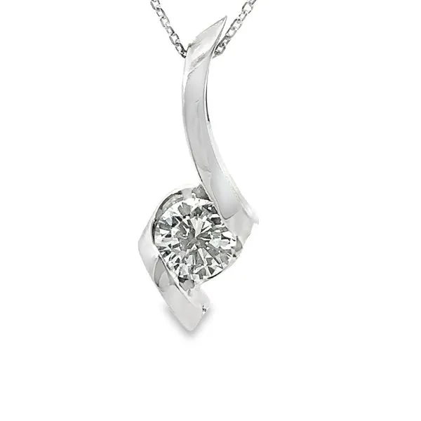 14Karat White Gold Freeform Pendant with one 1.0 carat Round Diamond 160-00219 Monarch Jewelry Winter Park, FL