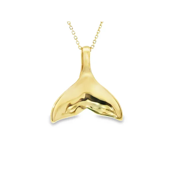 14K Yellow Gold Diamond Whale Tail Pendant Image 5 Monarch Jewelry Winter Park, FL