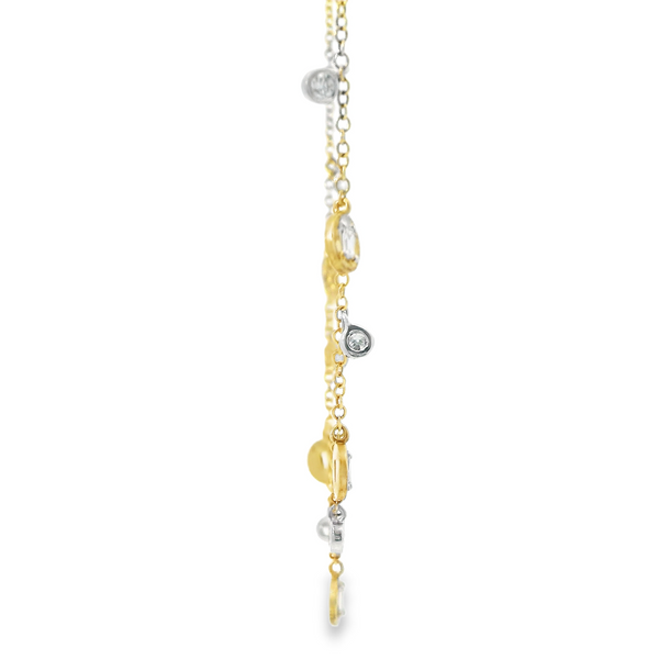 14K Yellow Gold Dangling Station Necklace with 0.25Ct Total Diamond Weight Image 4 Monarch Jewelry Winter Park, FL