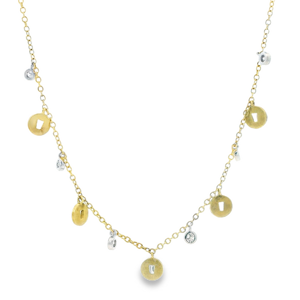 14K Yellow Gold Dangling Station Necklace with 0.25Ct Total Diamond Weight Monarch Jewelry Winter Park, FL