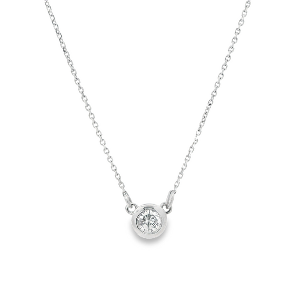 Bezel Necklace with Round Diamond in 14K White Gold Image 2 Monarch Jewelry Winter Park, FL
