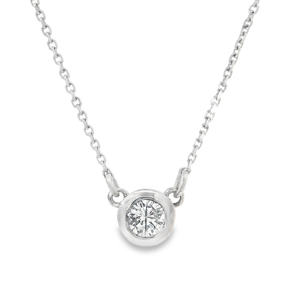 Bezel Necklace with Round Diamond in 14K White Gold Monarch Jewelry Winter Park, FL