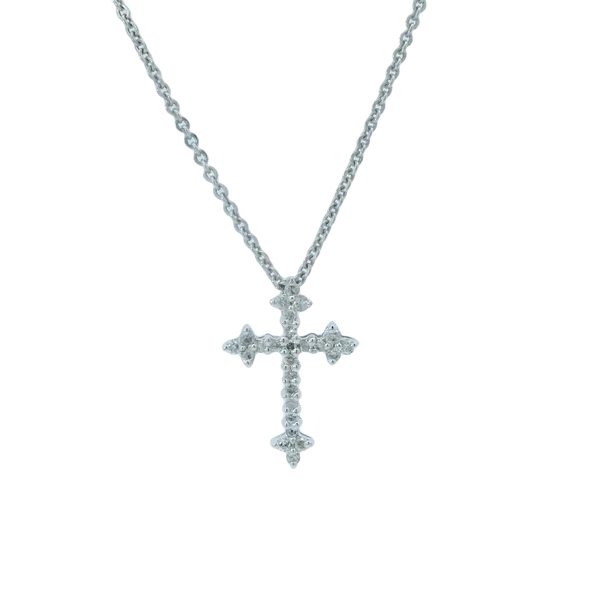 14K White Gold Diamond Cross Pendant Necklace Monarch Jewelry Winter Park, FL