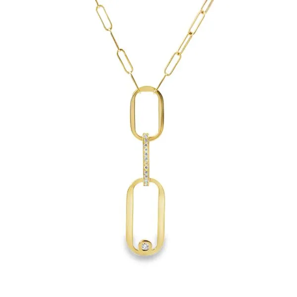 14K Yellow Gold Lariat Necklace with Round Diamonds Image 5 Monarch Jewelry Winter Park, FL