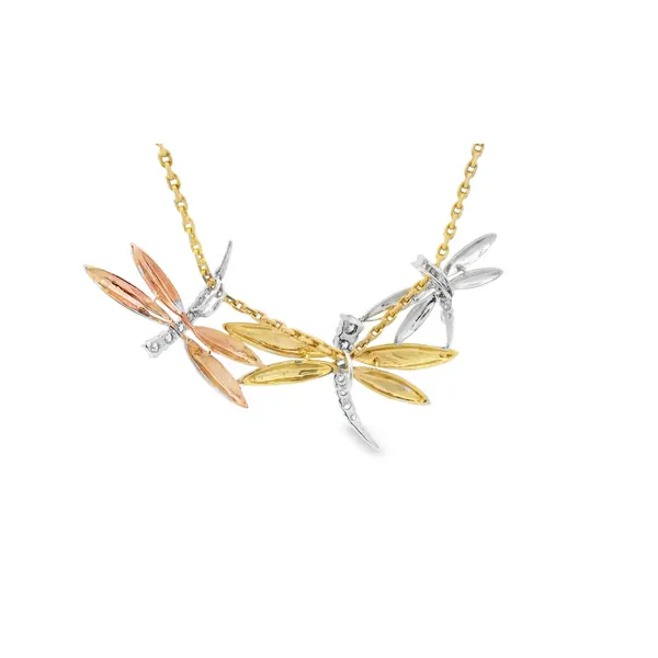 18K Yellow Gold Dragonfly Pendant Diamond Necklace Image 2 Monarch Jewelry Winter Park, FL