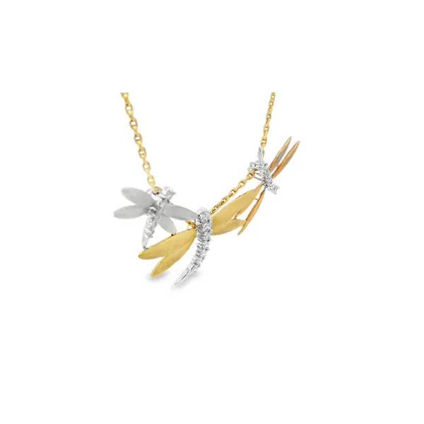18K Yellow Gold Dragonfly Pendant Diamond Necklace Image 4 Monarch Jewelry Winter Park, FL