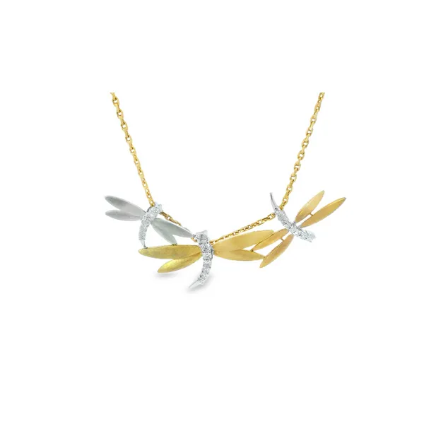 18K Yellow Gold Dragonfly Pendant Diamond Necklace Image 5 Monarch Jewelry Winter Park, FL