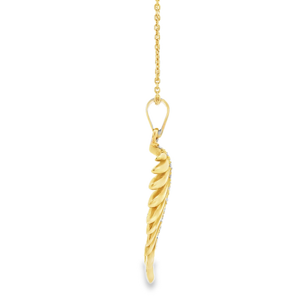 18K Yellow Gold Diamond Leaf Pendant Necklace Image 5 Monarch Jewelry Winter Park, FL