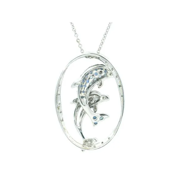 14K White Gold Diamond and Sapphire Estate Necklace Image 2 Monarch Jewelry Winter Park, FL