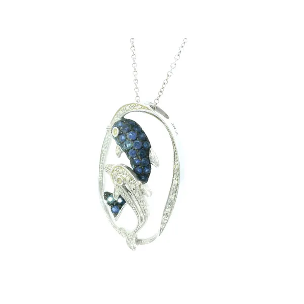 14K White Gold Diamond and Sapphire Estate Necklace Image 4 Monarch Jewelry Winter Park, FL