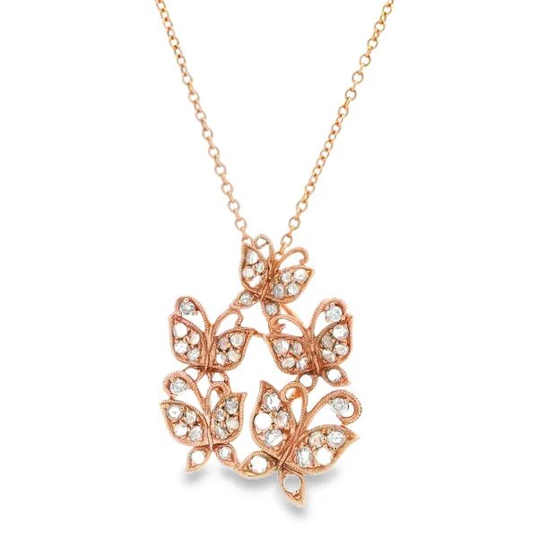 Diamond Butterfly Necklace, 14K Rose Gold Image 2 Monarch Jewelry Winter Park, FL