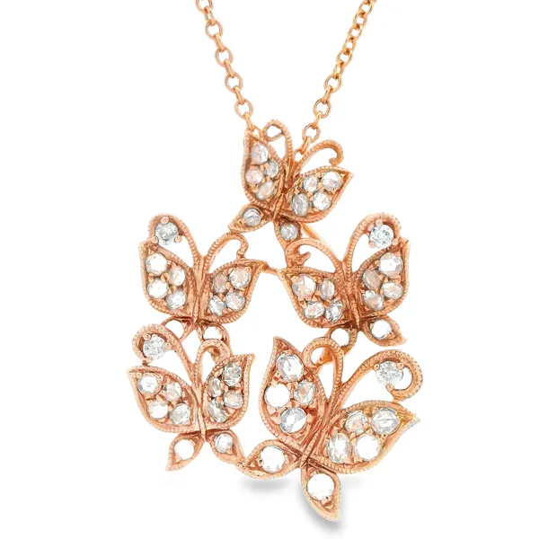 Diamond Butterfly Necklace, 14K Rose Gold Monarch Jewelry Winter Park, FL