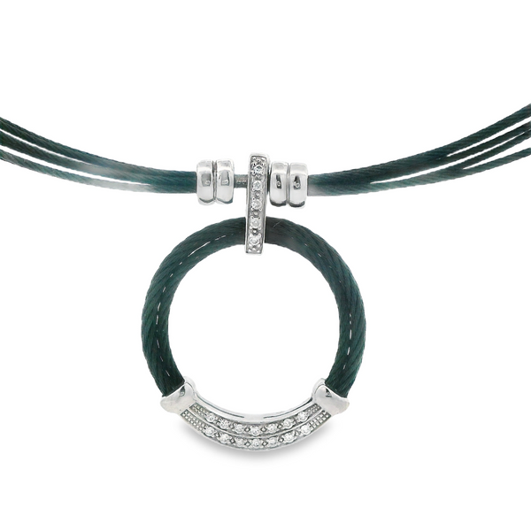 18K White Gold Diamond Circle Pendant Necklace Monarch Jewelry Winter Park, FL